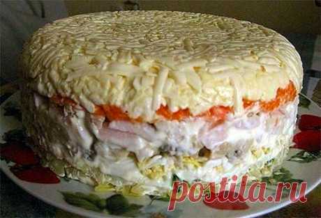 Слоенный салат с грибами