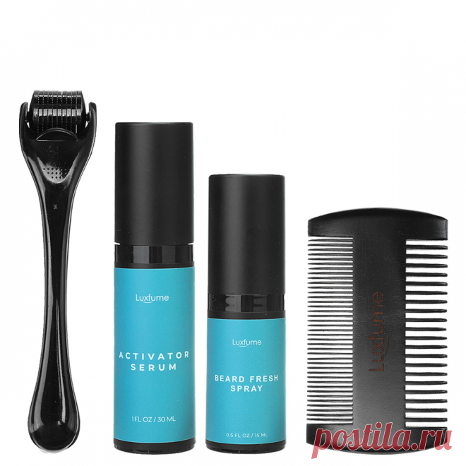 4pcs upgraded men beard growth kit beard roller sanitizer activator serum comb Sale - Banggood.com