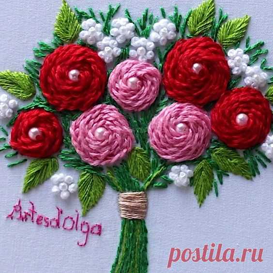 En este video te invito a que bordemos un bouquet de rosas en punto tallo. Espero sea de su agrado. . . . . #artesdeolga #artesdolga #bordado #bordados #rosas #bouquet #diy #embroidery #roses…