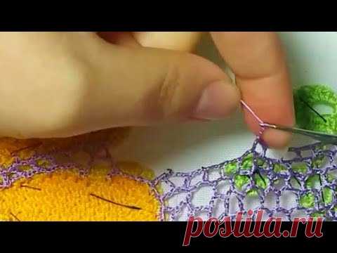 Регулярная сеточка.Сажание мотивов на сетку. Ирландское кружево.