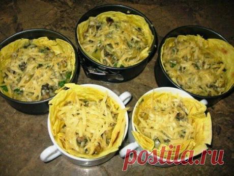 шеф-повар Одноклассники: Домашняя закуска: грибная запеканка в лаваше