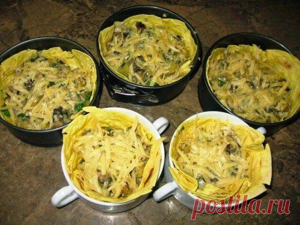 шеф-повар Одноклассники: Домашняя закуска: грибная запеканка в лаваше