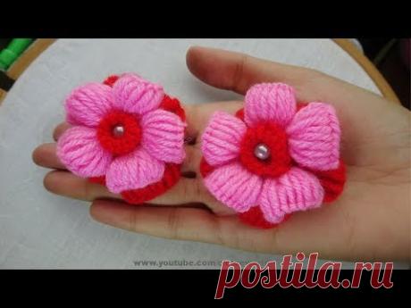 Hand Embroidery: lotus flower | easy flower embroidery tricks