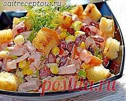 Салат с фасолью и чесноком | Сайт рецептов