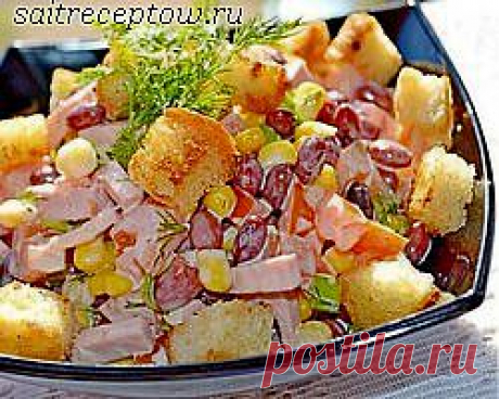 Салат с фасолью и чесноком | Сайт рецептов