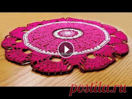 Салфетка крючком. Часть 2. Crochet doily with lace border. Part 2 Салфетка выполнена нитками «ирис» (600 метров в 100 граммах) и крючком 1.25 мм. Диаметр салфетки 27 см. 1-я часть видео вязания салфетки по ссылке htt...