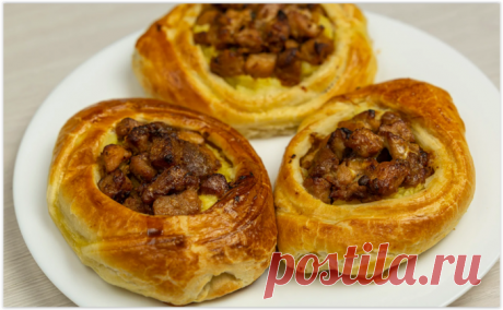Мясные корзиночки из слоеного теста - вкусное горячее блюдо к праздничному столу!