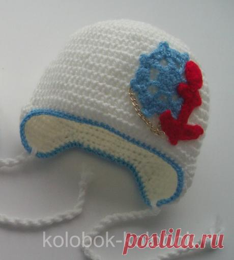 Вязанная аппликация "Якорь"