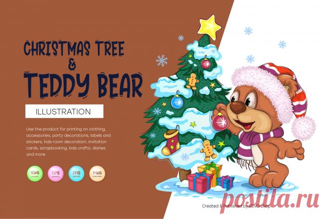 Cartoon Teddy Bear and Christmas tree.
A colorful illustration of Cartoon Teddy Bear decorating the Christmas tree with toys. An elegant Christmas tree with gifts underneath.
-------------------------------------------
EPS_10, SVG, JPG, PNG file transparent with a resolution of 300 dpi, 15000 X 15000.