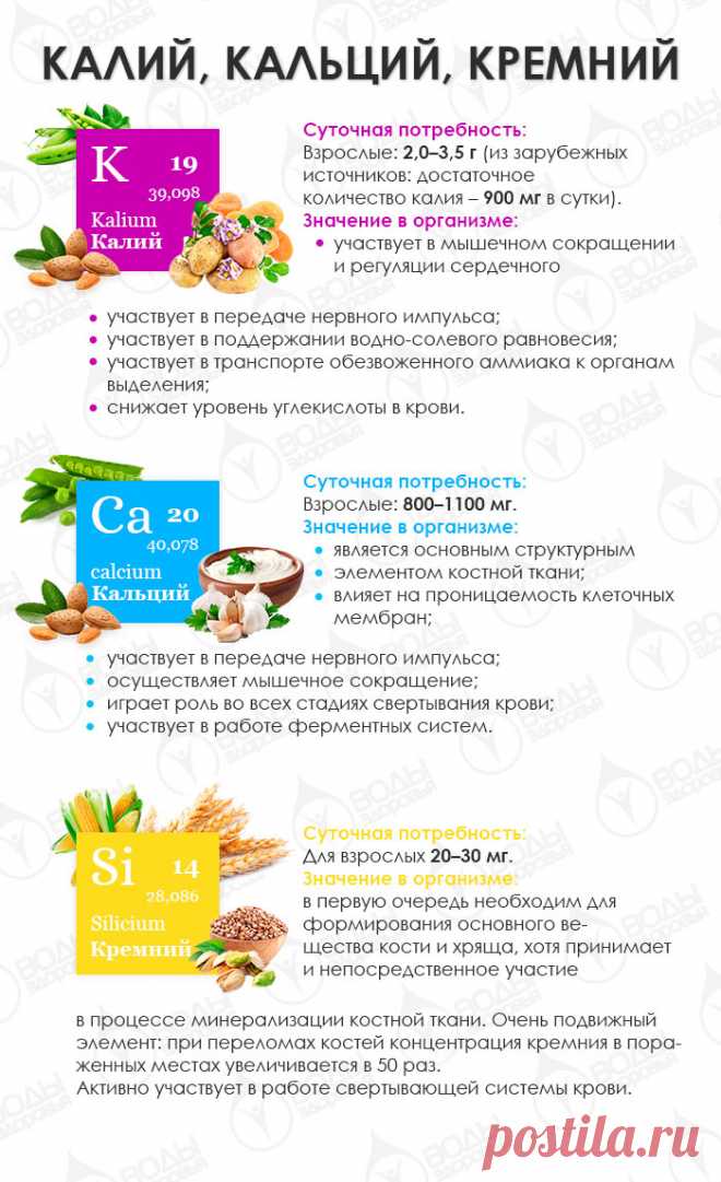 Знакомимся с макро- и микроэлементами: калий, кальций, кремний
