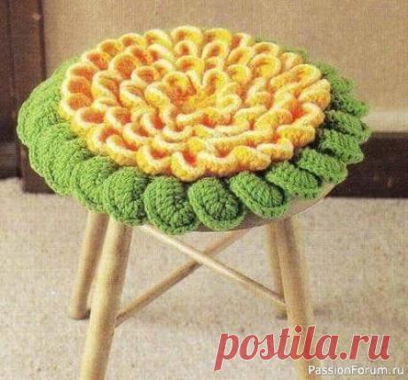 Цветочные сидушки на стулья. Схемы | Вязание спицами аксессуаров