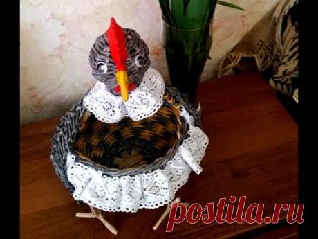 мк вазы &quot;курочка&quot; с рисунком прямой чепо веревочки часть 2