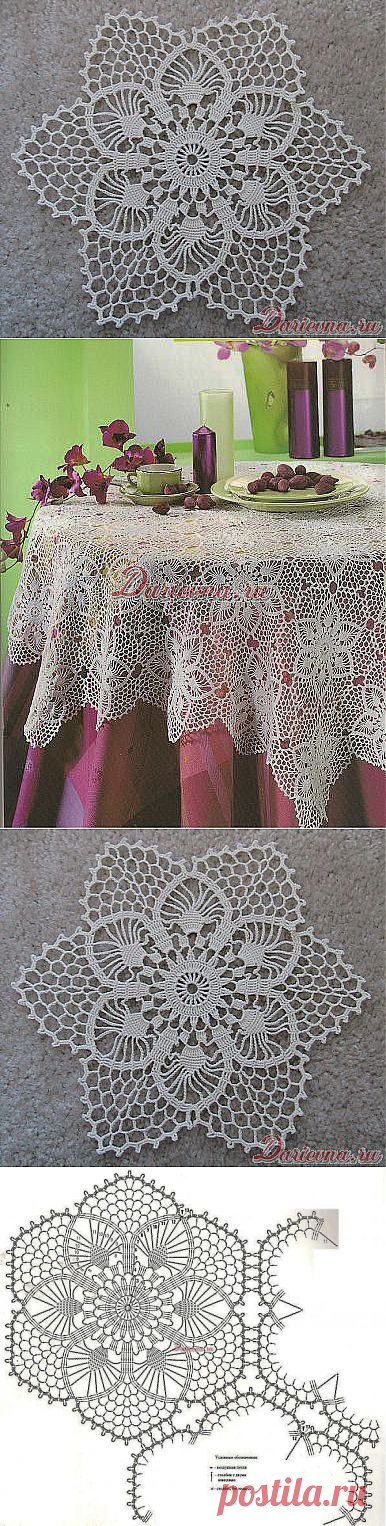 Шестиугольный цветочный мотив, связанный крючком.