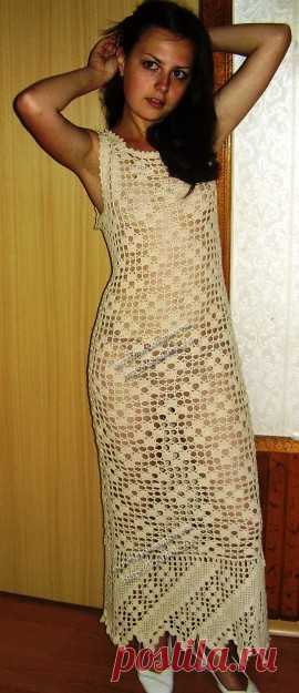 Сарафан в филейной технике