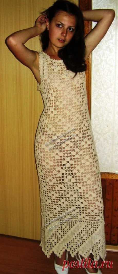 Сарафан в филейной технике