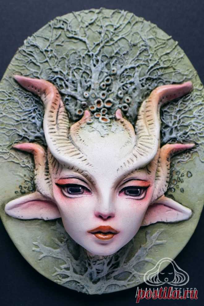 Faun creature sculpture - OOAK handmade portrait