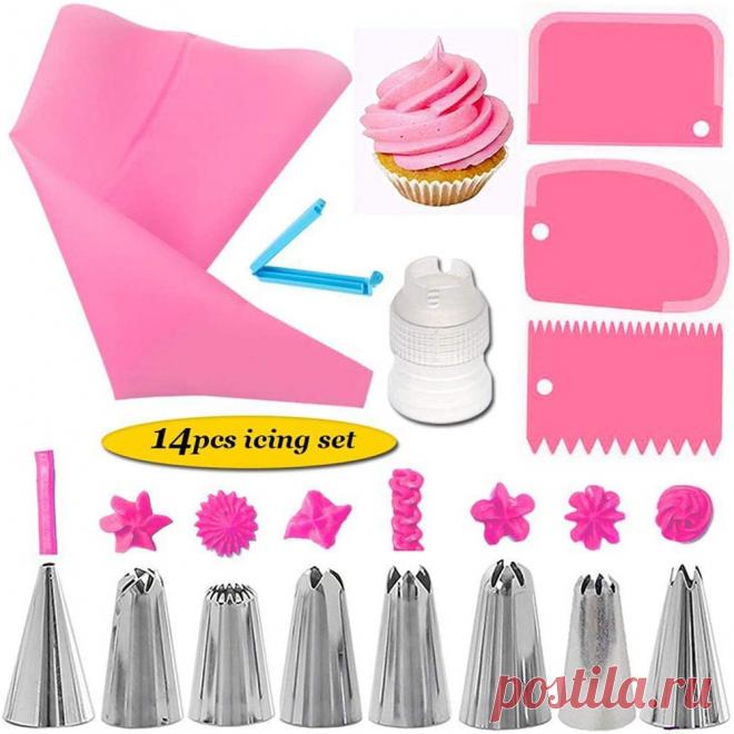 Силиконовая Кондитерская сумка с насадками, набор из 14 штук, инструменты для украшения торта, крем для глазури, многоразовые кухонные принадлежности|Наборы кондитерских насадок| | АлиЭкспресс