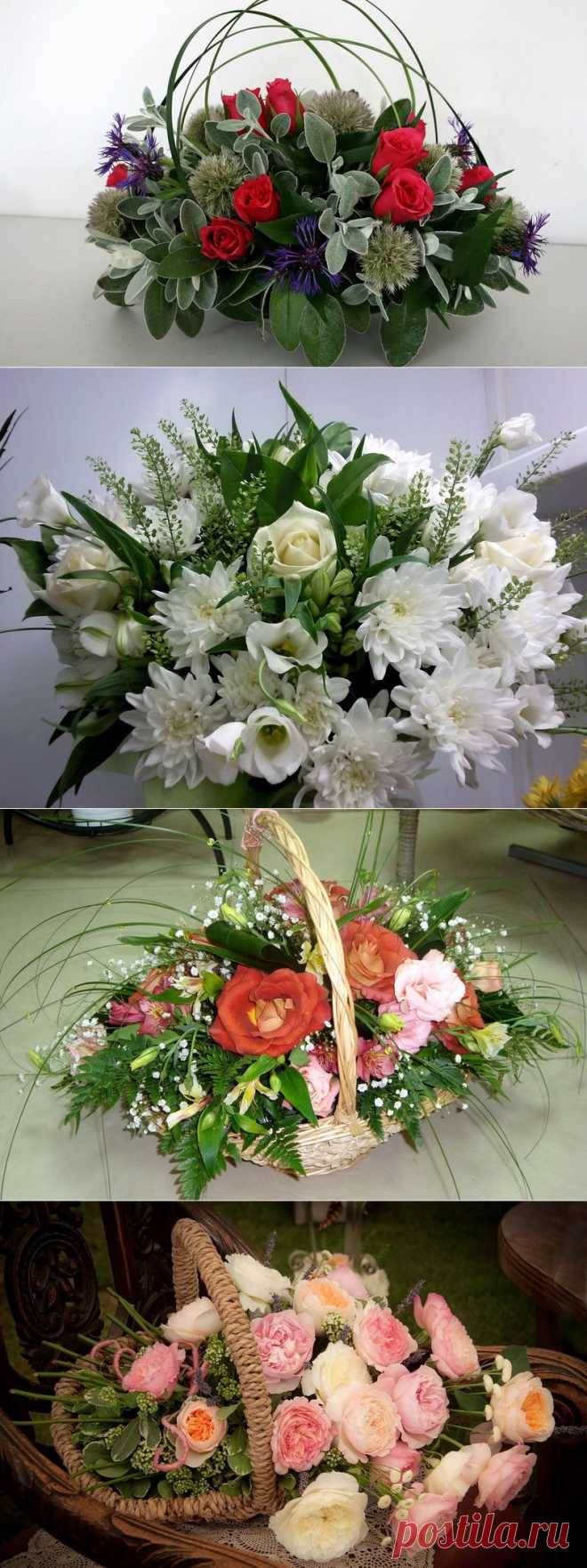 Прекрасный букеты в корзинах :))).