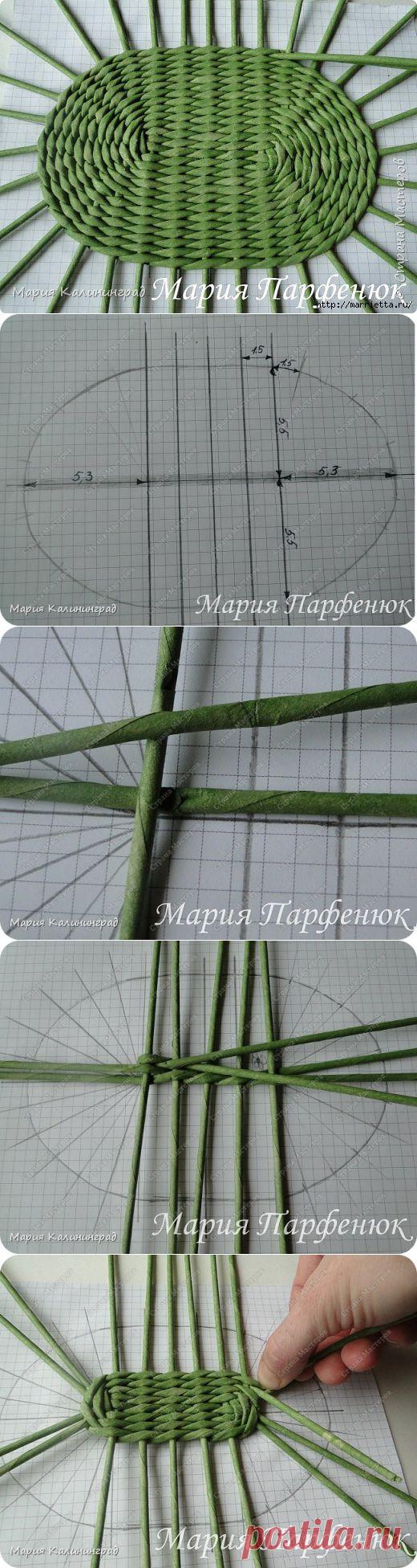 Как сплести овальное дно для корзинки из газет