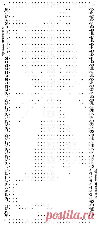 Просмотр рисунка перфокарты с раппортом 24 петли, пересчёт на две фонтуры, печать перфокарты