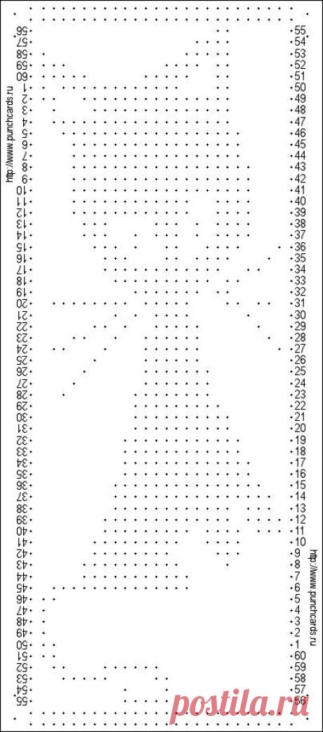 Просмотр рисунка перфокарты с раппортом 24 петли, пересчёт на две фонтуры, печать перфокарты