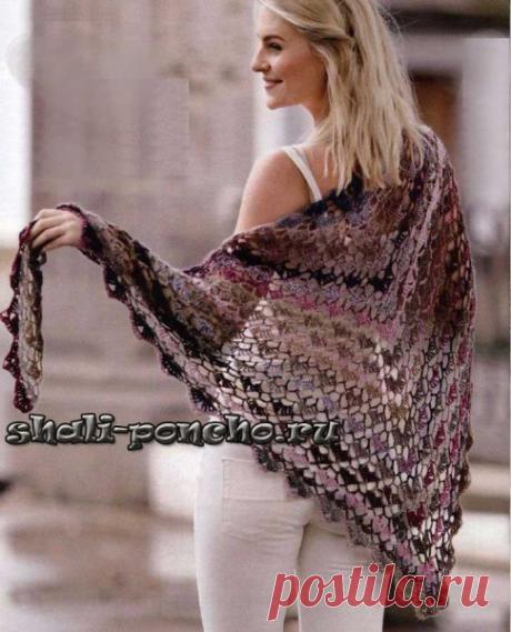 Ажурная шаль из секционной пряжи