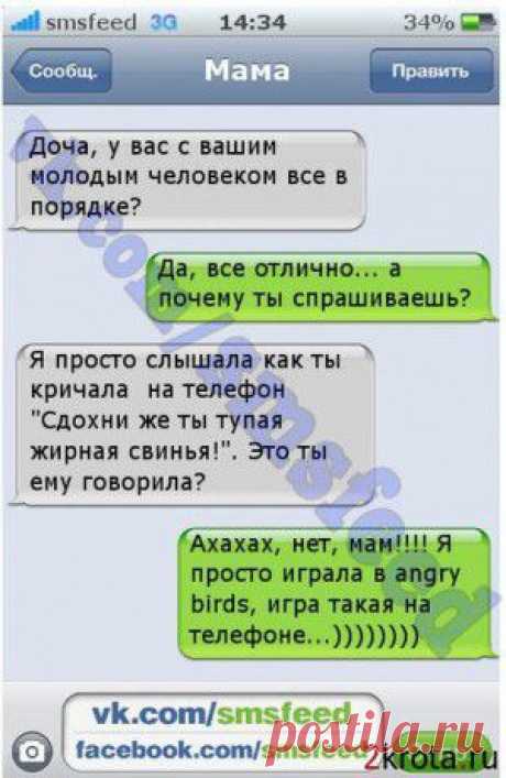 Прикольная СМС-переписка с неприличностями