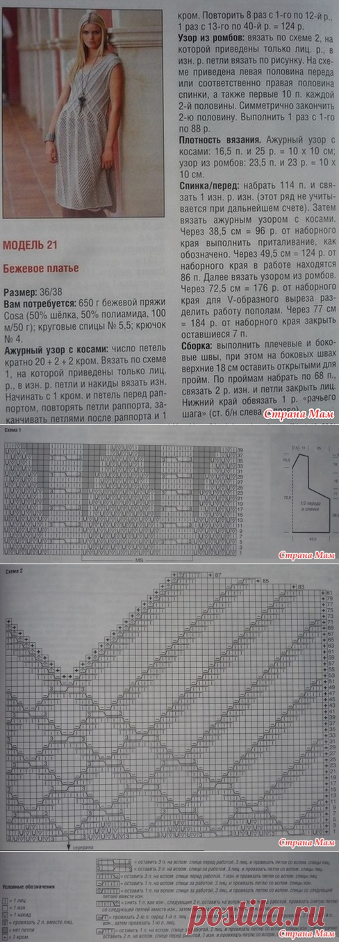 Элегантное платье спицами - Вязание - Страна Мам