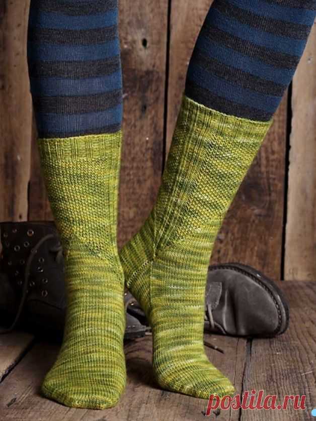 Носки с жемчужным узором для полных икр SEED STITCH SOCKS, дизайнер JENI CHASE | Вязалушка Пульс Mail.ru