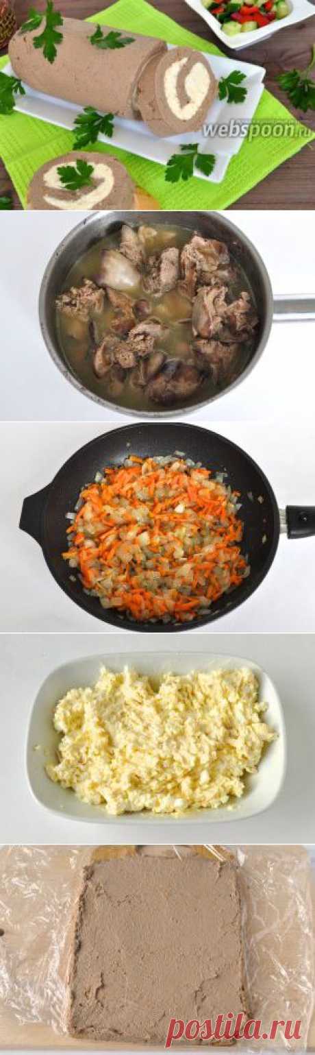Рулет из куриной печени с яично-сырной начинкой