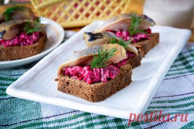 Бутерброды со свеклой и селедкой — Домашняя кулинария