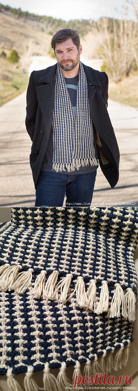 Двухцветный мужской шарф. Stout Scarf by Felecia O’Connell.