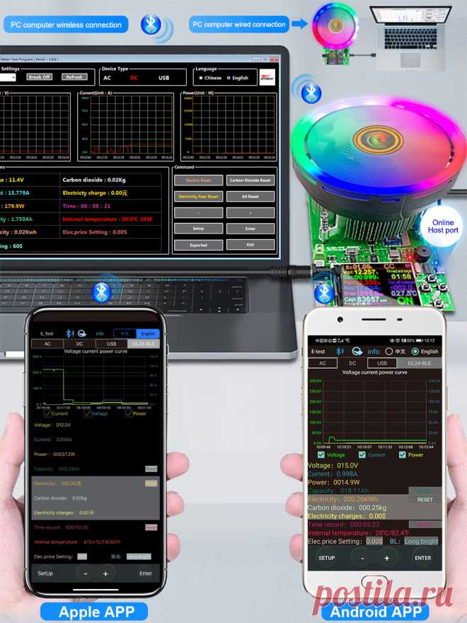 180W DL24 2.4 Inch DC USB Tester Electronic Load APP 18650 Battery Capacity Moni - US$52.99