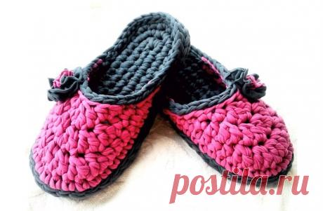 Тапочки из трикотажной пряжи крючком (Уроки и МК по ВЯЗАНИЮ) – Журнал Вдохновение Рукодельницы