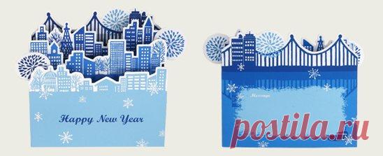 Мастерим к Новому году. 3D открытка "Новогодний городок"