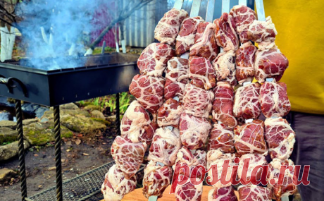 Зимний шашлык из говядины. Размягчаем особым маринадом, и мясо можно есть губами