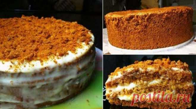 3 яйца, 1 ст муки, 4 л меда, 1 ст молока и сливочное масло для самого вкусного в мире бисквитного тортика к чаю