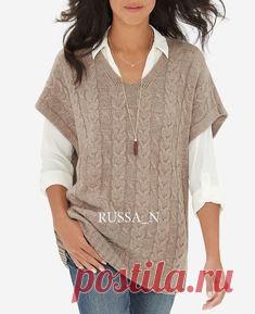 Вязаная спицами безрукавка узор косами — DIYDIY.ru вязание: описание, схемы, видео, мастер классы