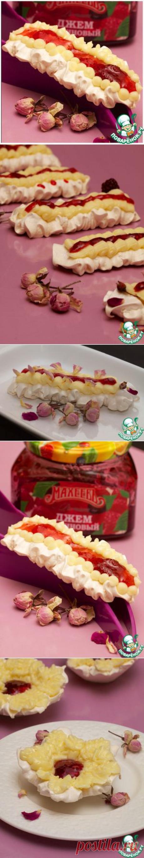 Меренго-джемовый десерт с лепестками розы - кулинарный рецепт