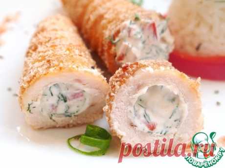 Куриные трубочки с начинкой и янтарным рисом.