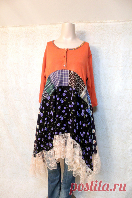 REVIVAL Women's Upcycled Boho Shirt Shabby Chic by REVIVAL on Etsy