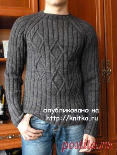 Мужской пуловер спицами. Работа Марины Ефименко, Вязание для мужчин