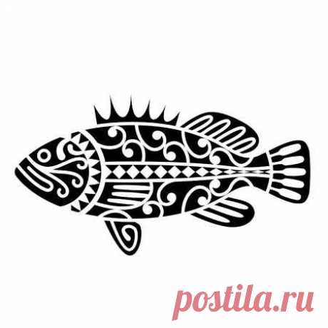 Un Pez Inspirado En Los Tatuajes Tribales Maoríes Ilustraciones Vectoriales, Clip Art Vectorizado Libre De Derechos. Image 16938216.