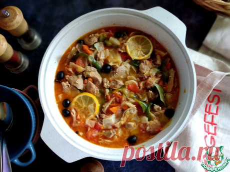 Мясная солянка, припущенная с овощами Кулинарный рецепт