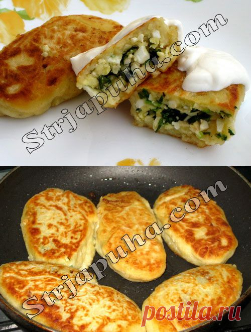 Картофельные пирожки с зеленым луком и яйцом