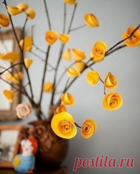 Простые розы из бумаги детскими руками