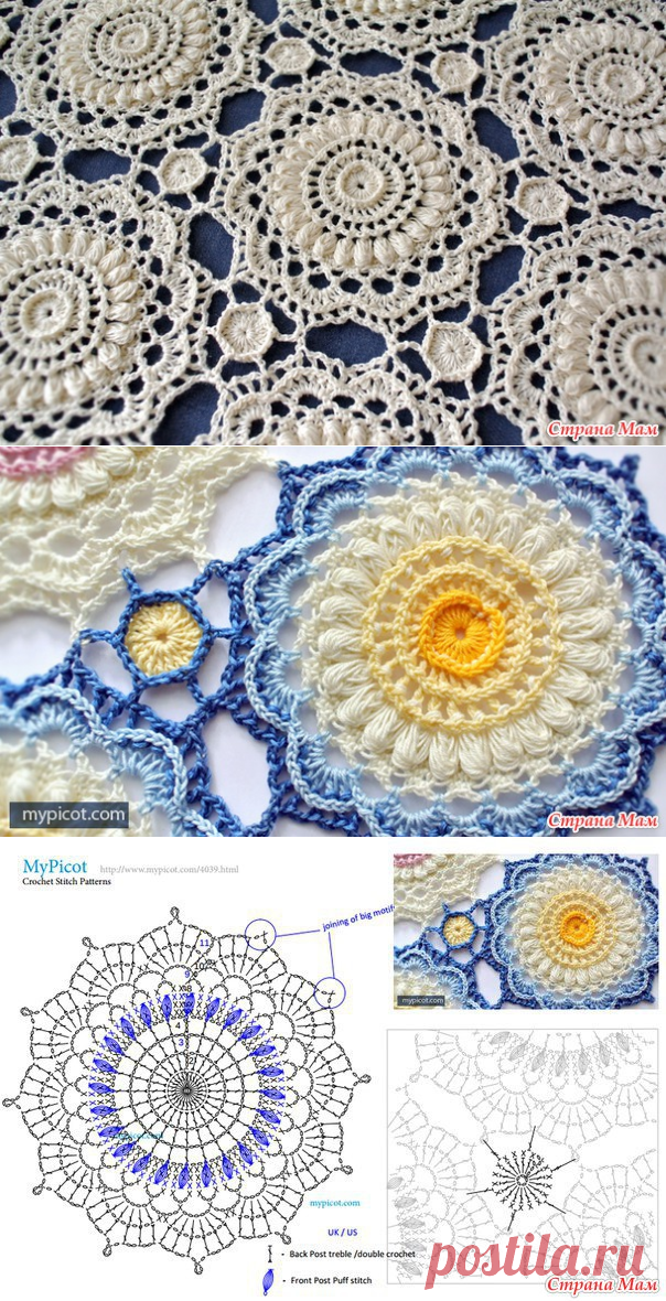 Шедевры крючком 69. Цветочный мотив. Мастер-класс. - Вязание - Страна Мам