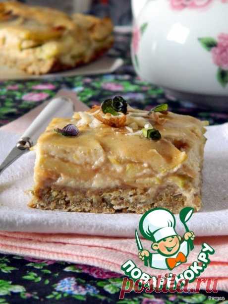 Овсяный пирог с яблоками и банановой заливкой Кулинарный рецепт
