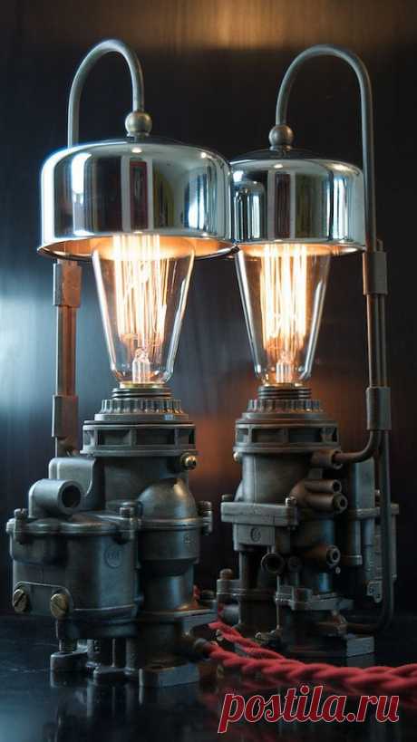 Machine Age/Dieselpunk Ford Carburetor Lamp with Air Cleaner shade. Светильник а-ля стим-панк.