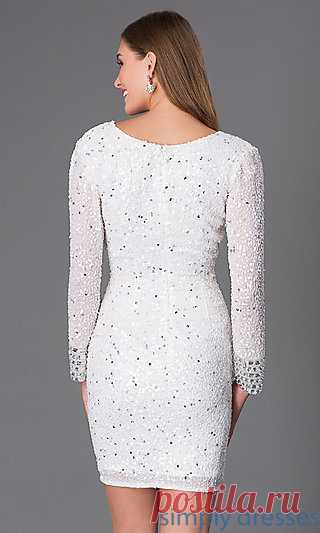 Dresses, Formal, Prom Dresses, Evening Wear: Short Sequin Long Sleeve Dress by Shail K.